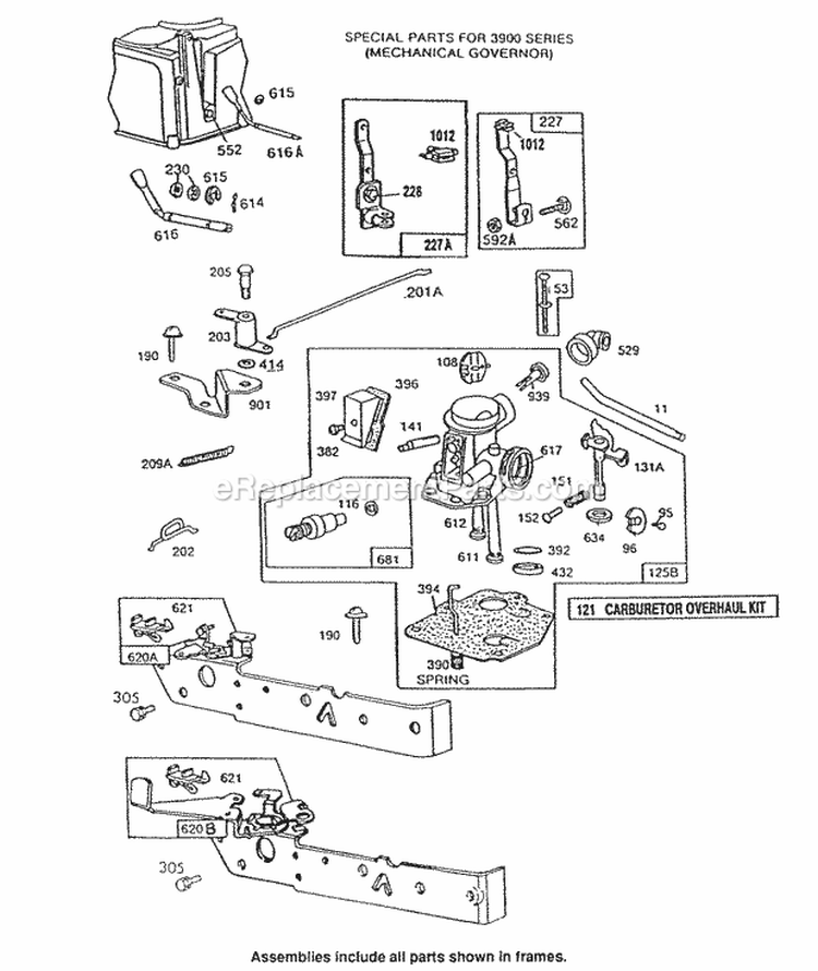 Carburetor Control Brackets Diagram and Parts List for 092982-3246-01  Briggs and Stratton Engine